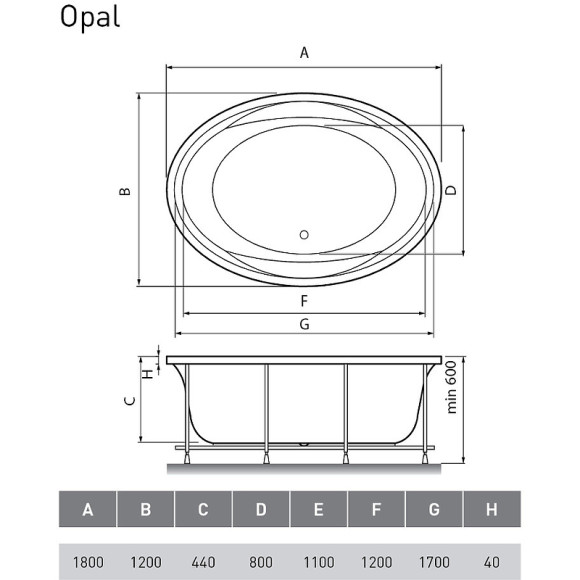 Акриловая ванна Vayer Opal 180x120 Гл000006826 без гидромассажа