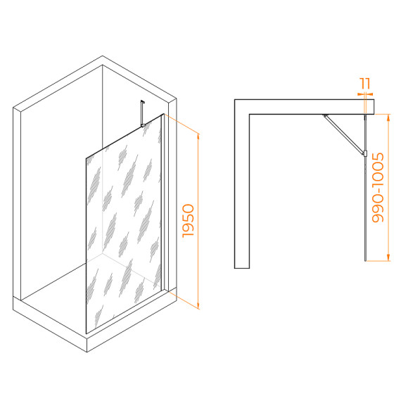 Душевая перегородка RGW Walk In WA-102W 100 351010210-15 профиль Белый стекло прозрачное Душевая перегородка RGW Walk In WA-102W 100 351010210-15 профиль Белый стекло прозрачное