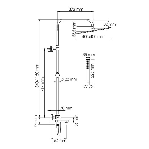 Душевая система WasserKRAFT A199.119.103.087.CH Thermo с термостатом Хром