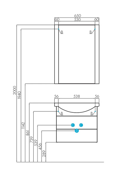 Тумба под раковину Aquaton Ария 65 М 1A123301AA010 подвесная Белая