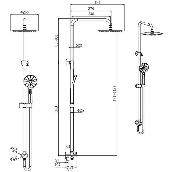 Душевая система Aquatek AQ2046CR Хром Душевая система Aquatek AQ2046CR Хром