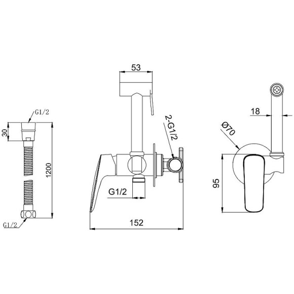 Гигиенический душ со смесителем Aquatek Вега AQ1019CR Хром