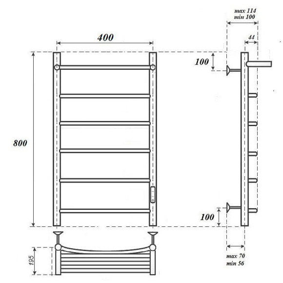 Электрический полотенцесушитель Point Афина PN04848PB П5 400x800 с полкой, диммер справа Черный Электрический полотенцесушитель Point Афина PN04848PB П5 400x800 с полкой, диммер справа Черный