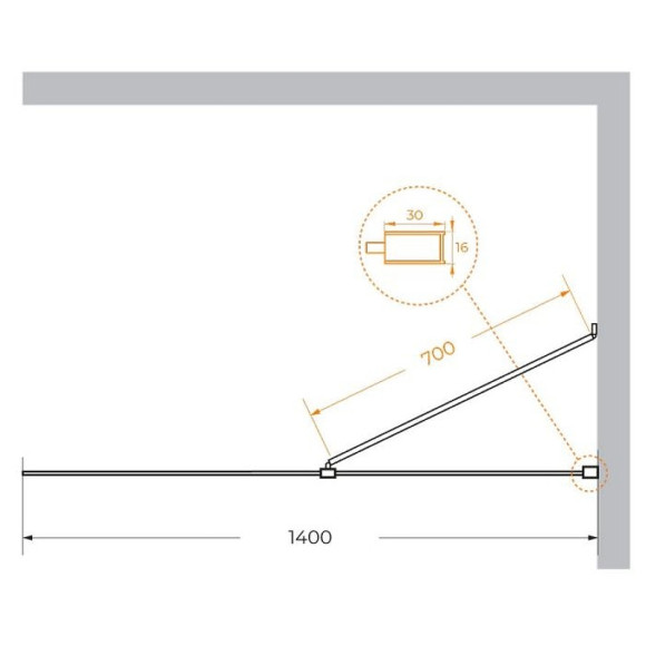 Душевая перегородка Cezares Liberta 140 LIBERTA-L-1-TB-140-C-Cr профиль Хром стекло прозрачное