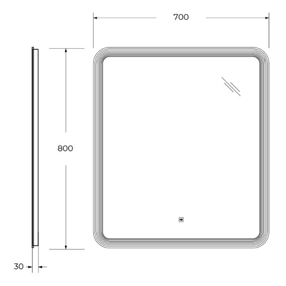 Зеркало Cezares Duet 70 CZR-SPC-DUET-700-800-LED-TCH с подсветкой с лазерной гравировкой и сенсорным выключателем