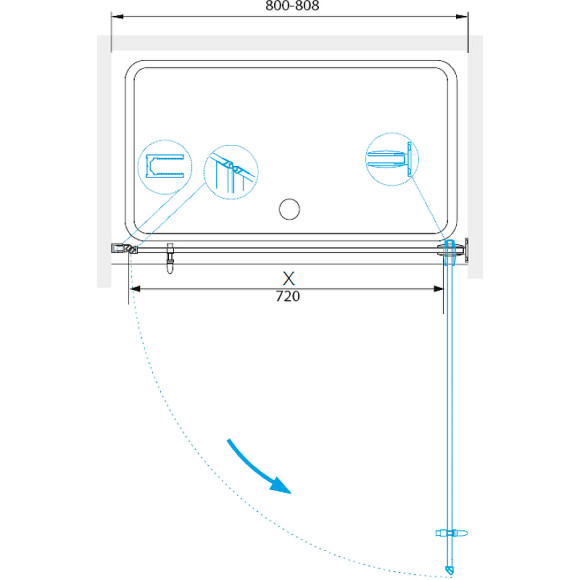 Душевая дверь RGW Hotel HO-011-B 80 350601108-24 профиль Черный стекло матовое-сатинат Душевая дверь RGW Hotel HO-011-B 80 350601108-24 профиль Черный стекло матовое-сатинат