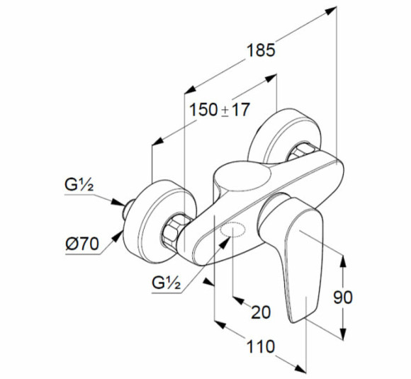Смеситель для душа Kludi Pure Solid 348410575 Хром