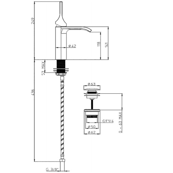 Смеситель для раковины Bossini Apice E89603.030 Хром Смеситель для раковины Bossini Apice E89603.030 Хром