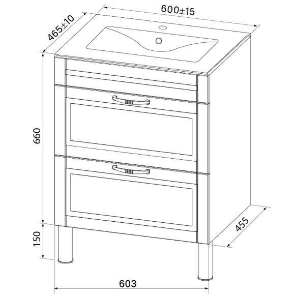 Тумба с раковиной Iddis Oxford 60 OXF60N0i95K Синяя