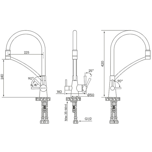 Смеситель для кухни Paulmark Siegen Si213111-SBG Светлое брашированное золото Смеситель для кухни Paulmark Siegen Si213111-SBG Светлое брашированное золото