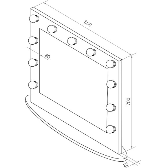 Зеркало Континент 800х700 ЗГП44 гримерное с подсветкой Белое с механическим выключателем Зеркало Континент 800х700 ЗГП44 гримерное с подсветкой Белое с механическим выключателем