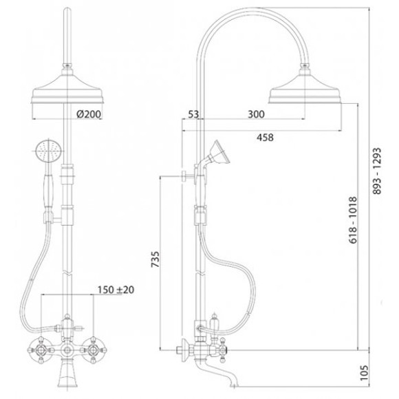 Душевая система Cezares Golf GOLF-CVD-02-M Бронза