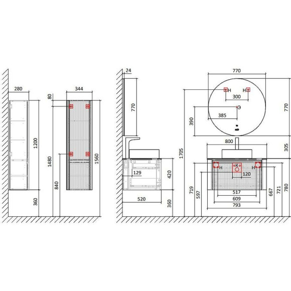 Тумба под раковину Jorno Lumino 80 Lum.01.80/P/W/JR подвесная Белая Тумба под раковину Jorno Lumino 80 Lum.01.80/P/W/JR подвесная Белая