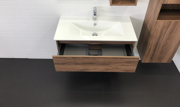 Тумба с раковиной Comforty Бордо 90 00-00006671 подвесная Дуб темно-коричневый