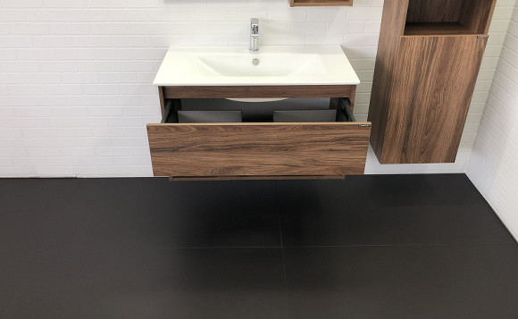 Тумба с раковиной Comforty Бордо 90 00-00006671 подвесная Дуб темно-коричневый