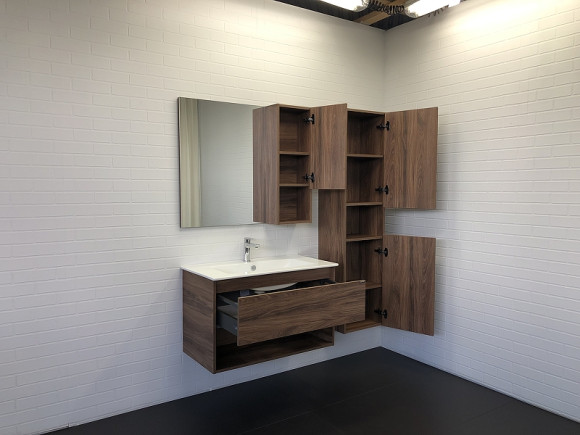 Тумба с раковиной Comforty Бордо 90 00-00006671 подвесная Дуб темно-коричневый