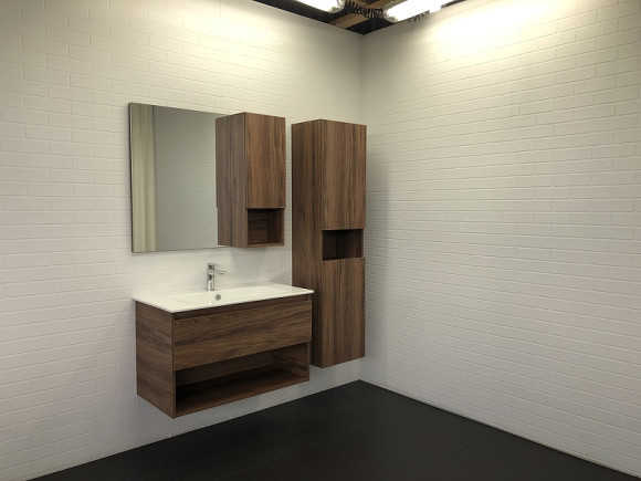 Тумба с раковиной Comforty Бордо 90 00-00006671 подвесная Дуб темно-коричневый