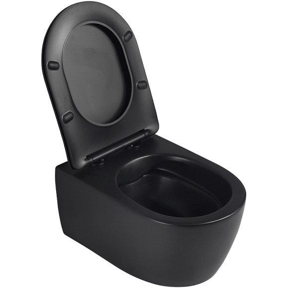 Унитаз Abber Bequem AC1104MB подвесной Черный матовый с сиденьем Микролифт Унитаз Abber Bequem AC1104MB подвесной Черный матовый с сиденьем Микролифт