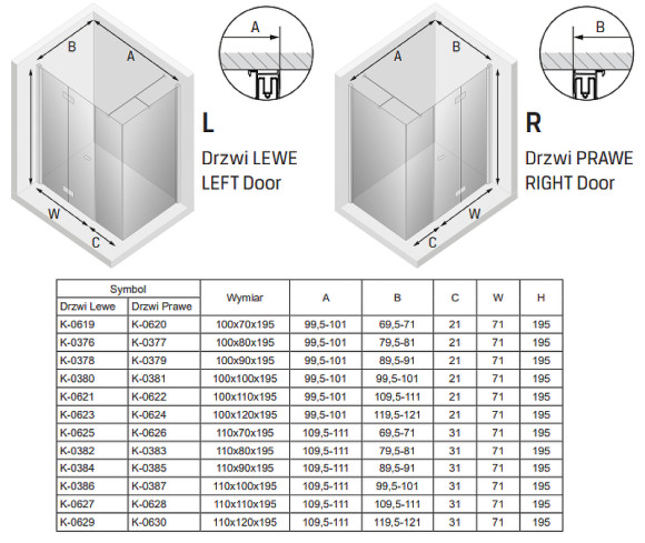 Душевой уголок New Trendy New Soleo Chrome 110x90 L K-0384 профиль Хром стекло прозрачное