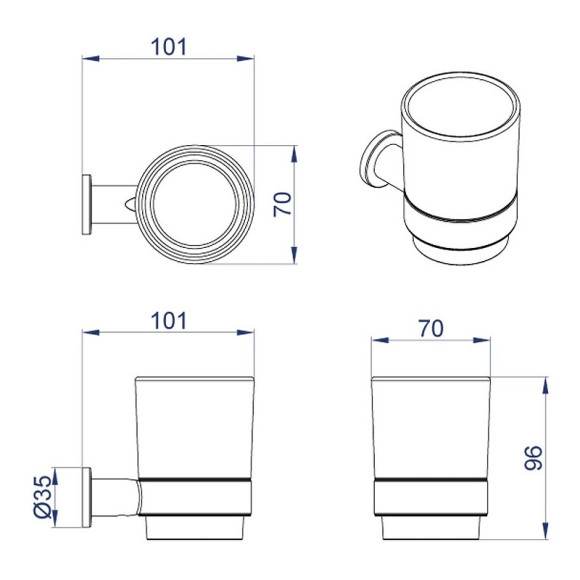 Стакан для зубных щеток Azario Forny AZ-88306 Хром Стакан для зубных щеток Azario Forny AZ-88306 Хром