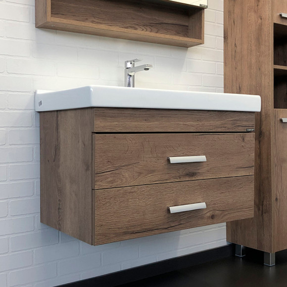 Тумба с раковиной Comforty Никосия 80П 00-00008856 подвесная Дуб темный Тумба с раковиной Comforty Никосия 80П 00-00008856 подвесная Дуб темный