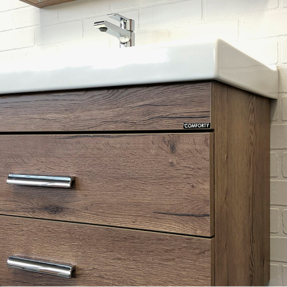 Тумба с раковиной Comforty Никосия 80П 00-00008856 подвесная Дуб темный Тумба с раковиной Comforty Никосия 80П 00-00008856 подвесная Дуб темный