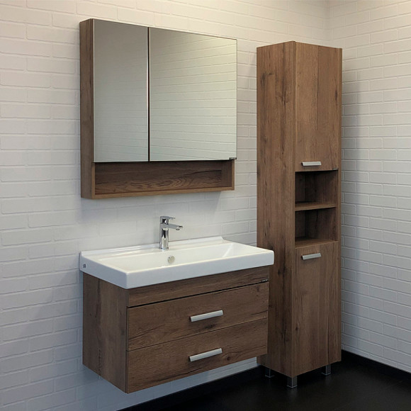 Тумба с раковиной Comforty Никосия 80П 00-00008856 подвесная Дуб темный Тумба с раковиной Comforty Никосия 80П 00-00008856 подвесная Дуб темный
