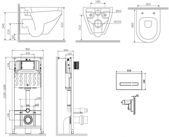 Комплект унитаза с инсталляцией AM.PM Spirit V2.0 FlashClean IS450A38.701700 с сиденьем Микролифт и Черной клавишей смыва Комплект унитаза с инсталляцией AM.PM Spirit V2.0 FlashClean IS450A38.701700 с сиденьем Микролифт и Черной клавишей смыва