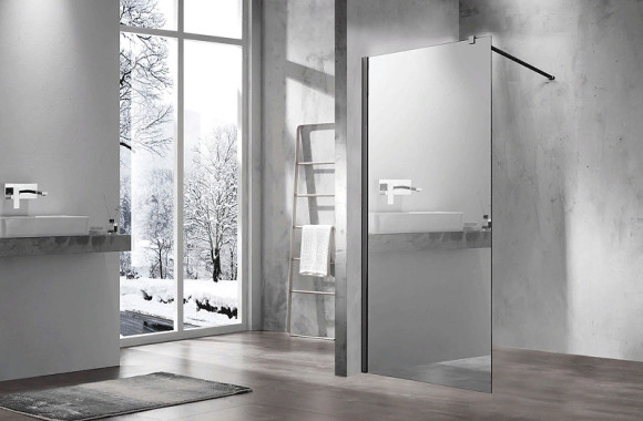 Душевая перегородка Vincea Walk-In 90 VSW-1H900MRB профиль Черный матовый стекло зеркальное