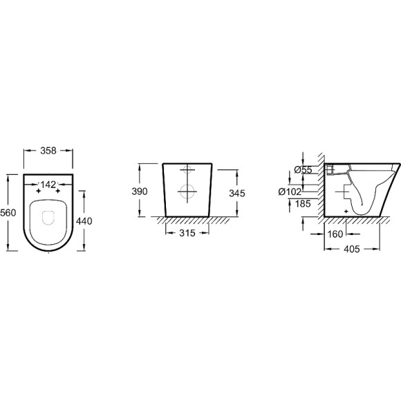 Унитаз Jacob Delafon Rodin+ EDAA102-00 приставной без сиденья