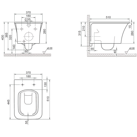 Унитаз биде Boheme Mirage 965-2 подвесной без сиденья
