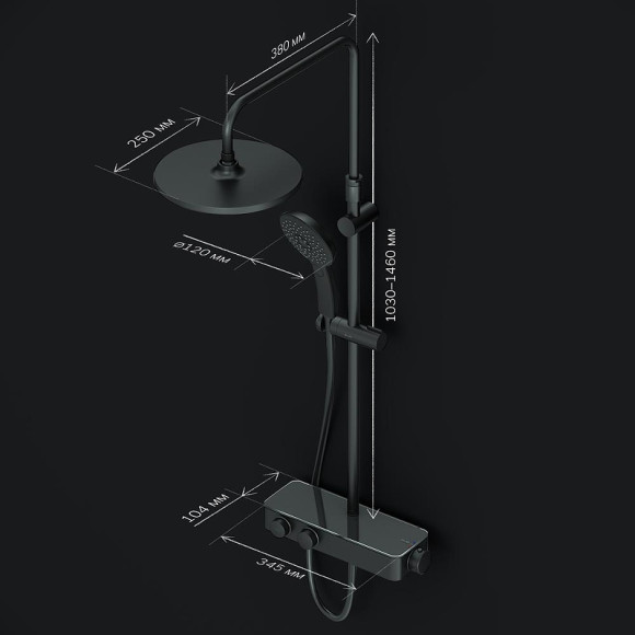 Душевая система AM.PM Inspire V2.0 F0750A422 с термостатом Черная матовая