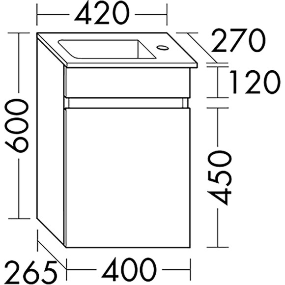 Тумба с раковиной Burgbad Lin20 40 SGIE042LF5351C0001*1 подвесная Белая матовая