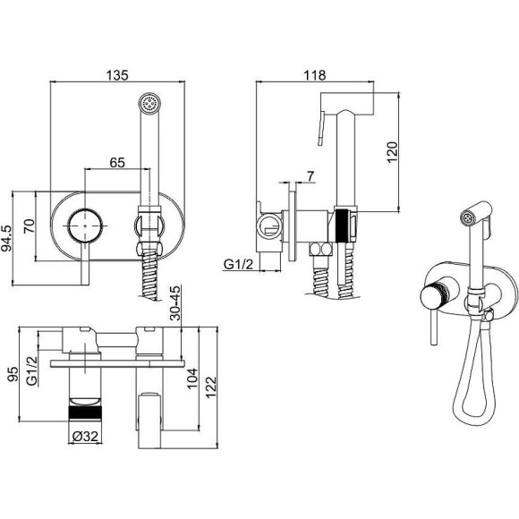 Гигиенический душ со смесителем Allen Brau Priority 5.31005-BN Никель брашированный Гигиенический душ со смесителем Allen Brau Priority 5.31005-BN Никель брашированный