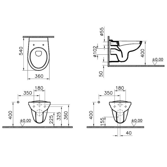 Комплект унитаза с инсталляцией Vitra Normus L-box 9773B003-7207 с сиденьем и Белой клавишей смыва