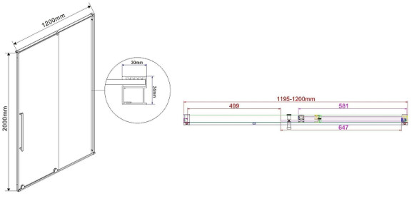 Душевая дверь Vincea Arno 120 VPS-1A120CLB профиль Черный стекло прозрачное