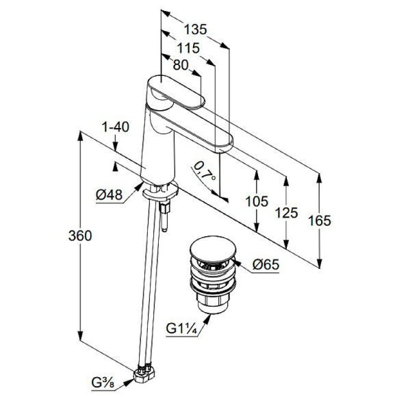 Смеситель для раковины Kludi Louva 242880575 Хром Смеситель для раковины Kludi Louva 242880575 Хром