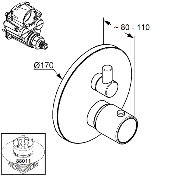 Смеситель для душа Kludi Zenta 388350545 с термостатом Хром