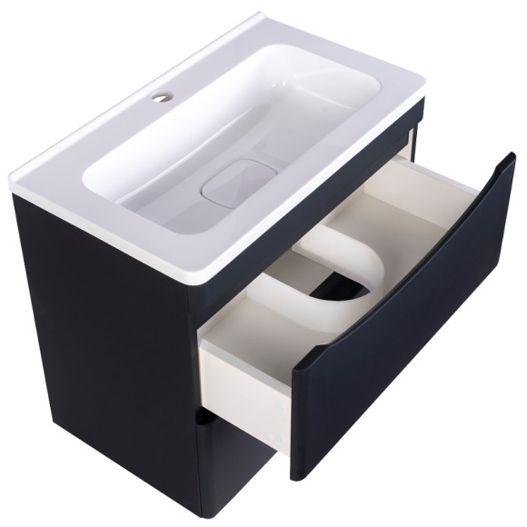 Тумба под раковину Style Line Бергамо 60 СС-00002318 подвесная Черная антискрейч Тумба под раковину Style Line Бергамо 60 СС-00002318 подвесная Черная антискрейч