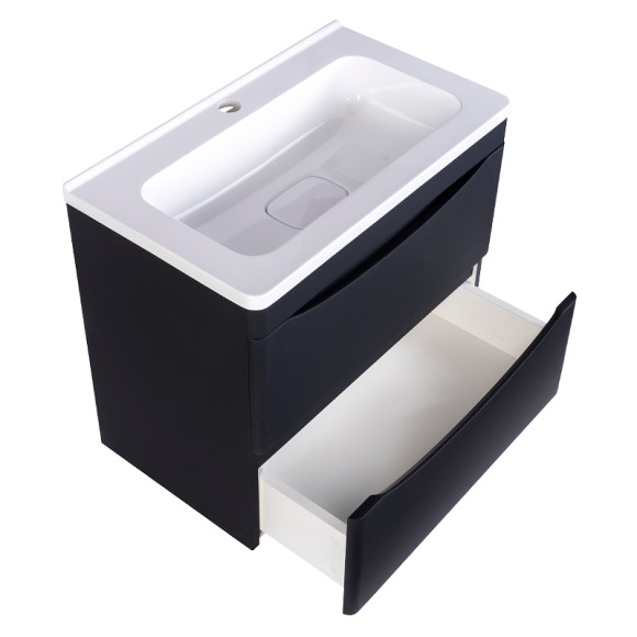 Тумба под раковину Style Line Бергамо 60 СС-00002318 подвесная Черная антискрейч Тумба под раковину Style Line Бергамо 60 СС-00002318 подвесная Черная антискрейч