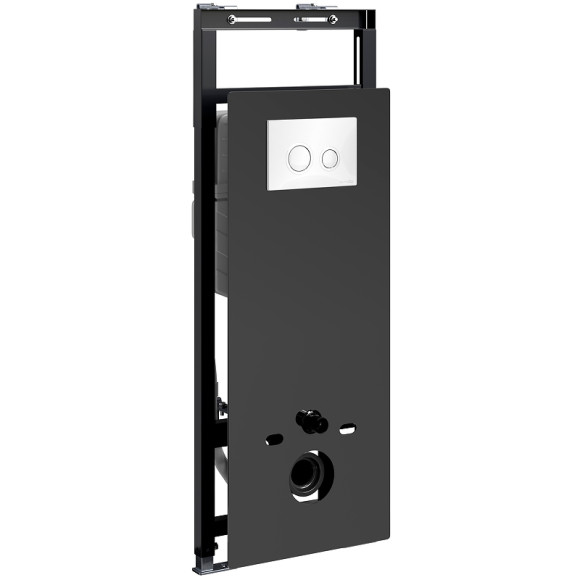 Инсталляция WasserKRAFT Salm 27TLT.010.ME.BL.WH01 для унитаза Черное стекло с Белой клавишей смыва