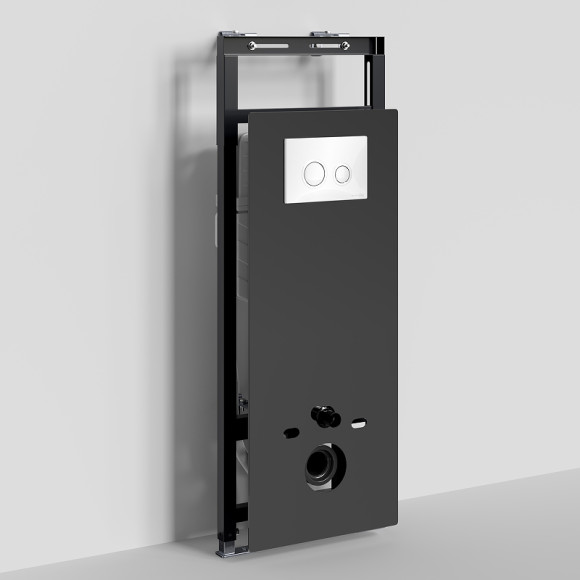 Инсталляция WasserKRAFT Salm 27TLT.010.ME.BL.WH01 для унитаза Черное стекло с Белой клавишей смыва