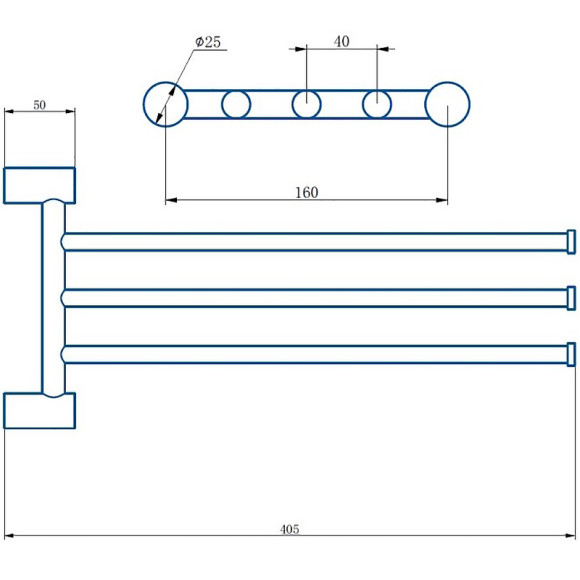 Полотенцедержатель Haiba HB8413-7 поворотный Черный матовый