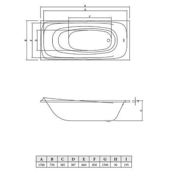 Акриловая ванна C-Bath Saturn 170x75 CBQ012001 без гидромассажа Акриловая ванна C-Bath Saturn 170x75 CBQ012001 без гидромассажа