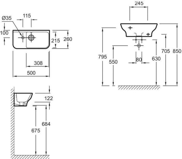 Раковина Jacob Delafon Struktura 50 L EGJ112-00 Белая Раковина Jacob Delafon Struktura 50 L EGJ112-00 Белая