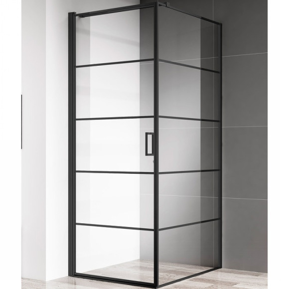 Душевой уголок AQUAme 90x90 L AQM5215-LH-9 профиль Черный матовый стекло прозрачное