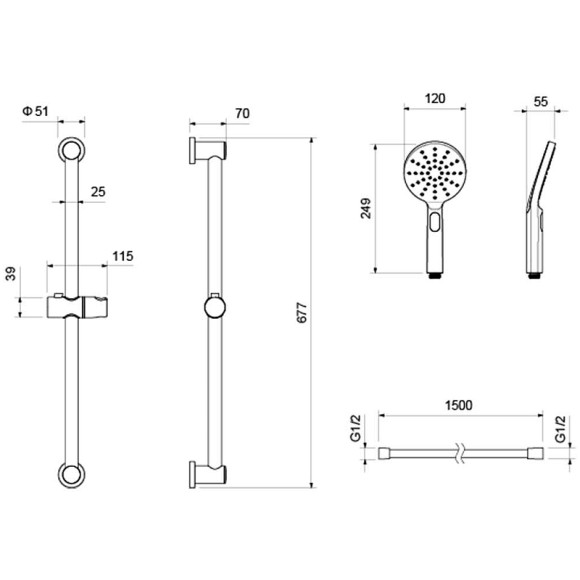 Душевой гарнитур Aquatek Оберон 3jet AQ2016CR Хром