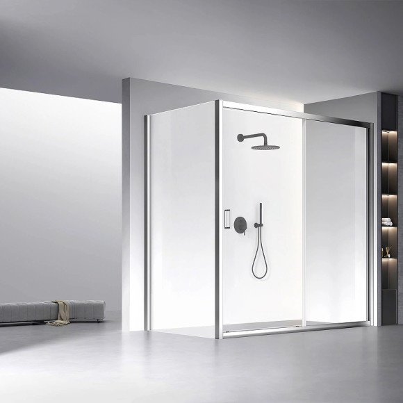Душевая стенка Veconi Rovigo KP-13 100 KP13-100-01-C5 профиль Хром стекло прозрачное