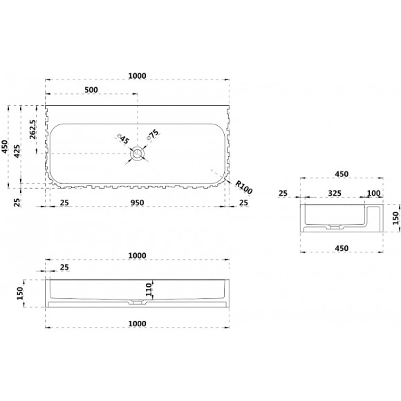 Раковина Abber Stein 100 AS2652-1.0 Белая матовая