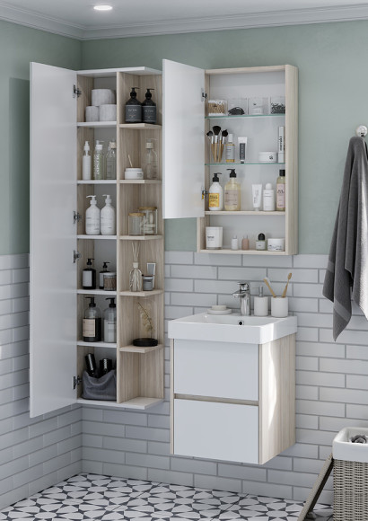 Зеркальный шкаф Aquaton Сканди 45 1A252002SDB20 Белый Дуб верона